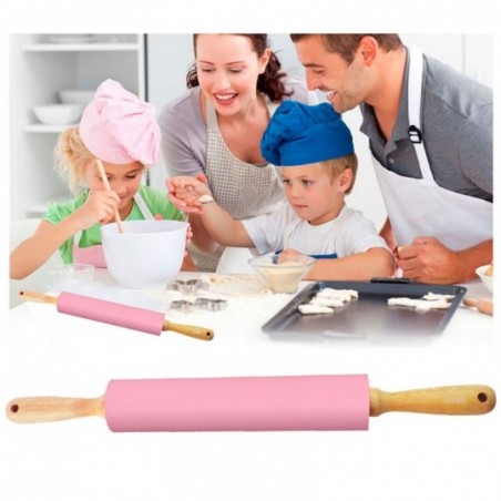 Rolo Para Massa De Silicone Cabo Em Madeira 42Cm