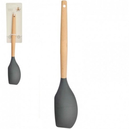 Espátula Pão Duro De Silicone Utensílio Cozinha Cabo Madeira