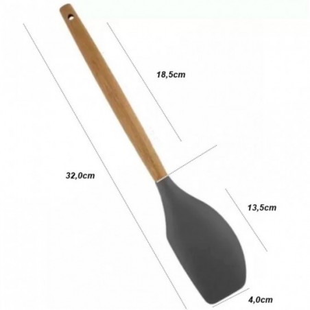 Espátula Pão Duro De Silicone Utensílio Cozinha Cabo Madeira