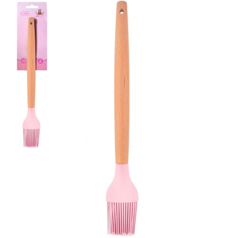 Pincel Culinário Em Silicone Com Cabo Em Madeira Preto 27Cm
