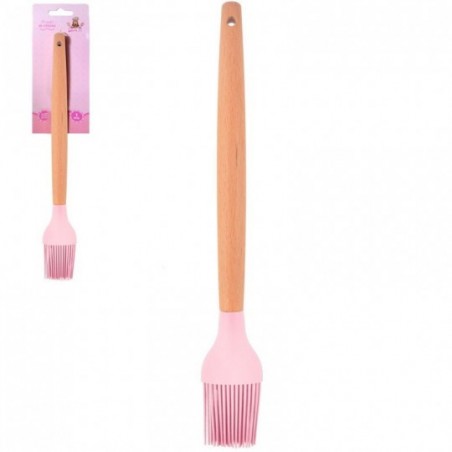 Pincel Culinário Em Silicone Com Cabo Em Madeira Preto 27Cm