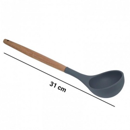 Concha De Silicone Com Cabo De Madeira Utensílio 31Cm