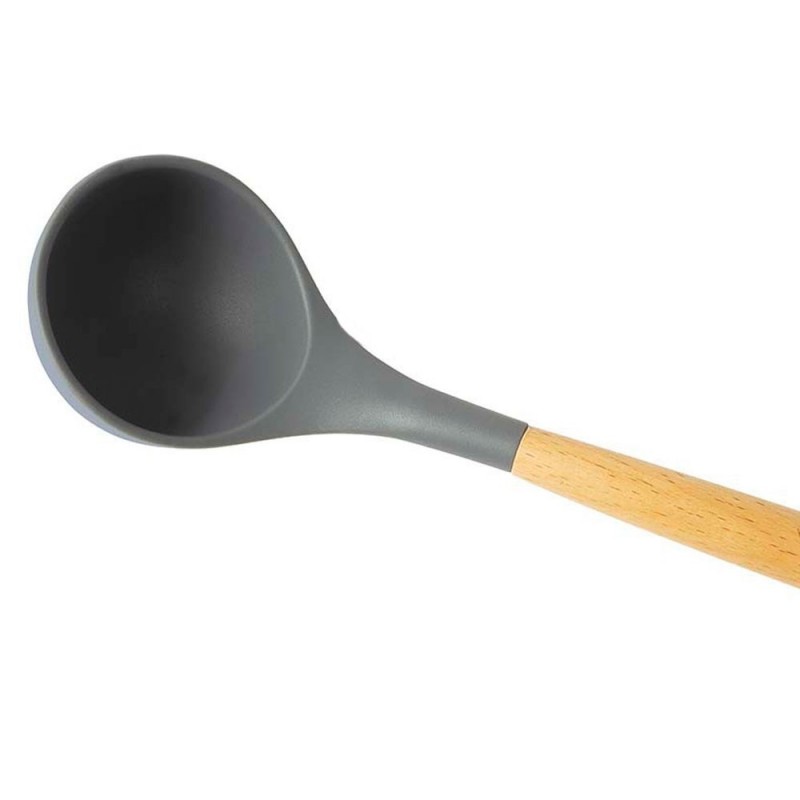 Concha De Silicone Com Cabo De Madeira Utensílio 31Cm