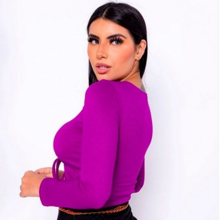 Cropped Blusa Com Amarração Decote Aberto Feminino