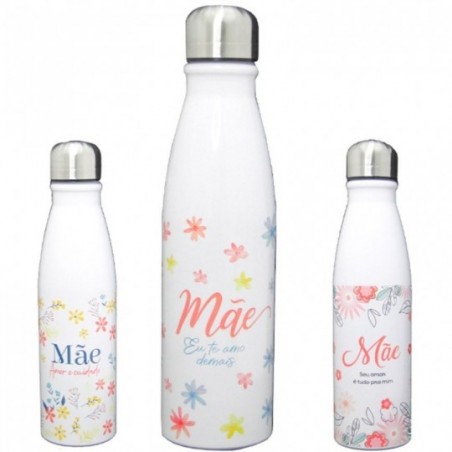 Garrafa Squeeze De Alumínio Frases Tema Mãe 600 ML