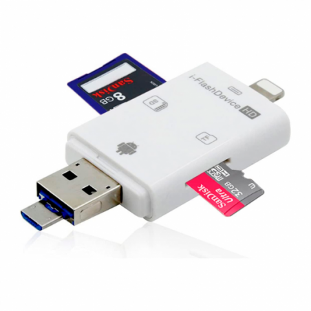 Leitor De Cartão Micro SD Para iPhone Pc Usb Ios 4 Em 1