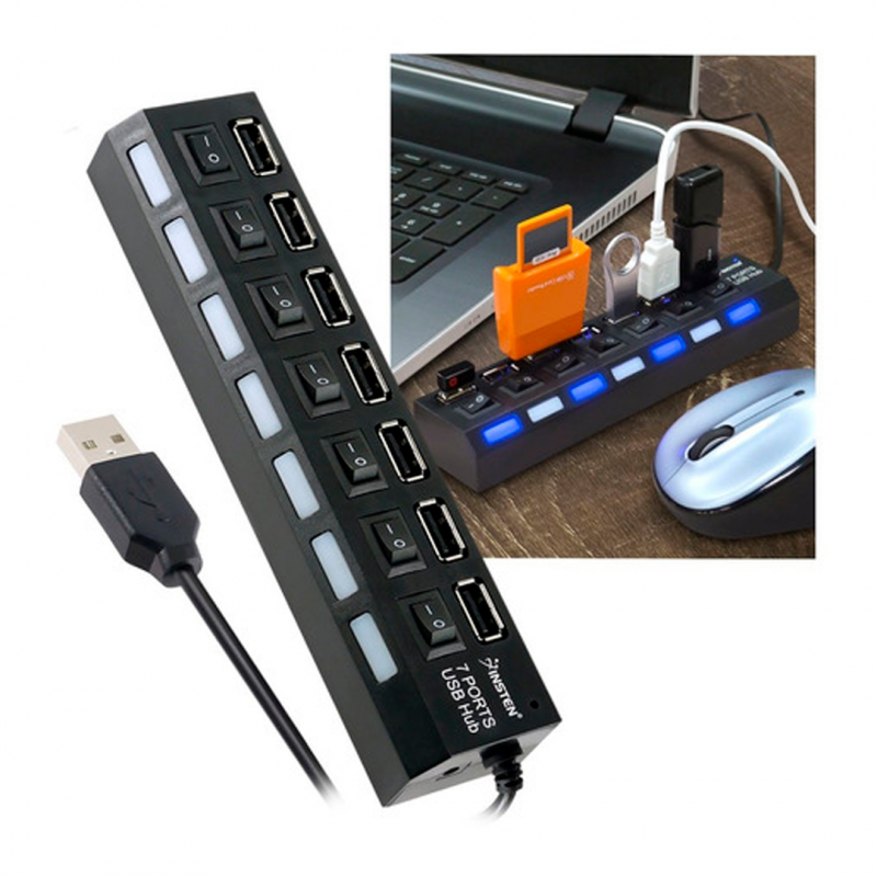 Hub Usb 2.0 7 Portas Switch On/off E Led Indicador