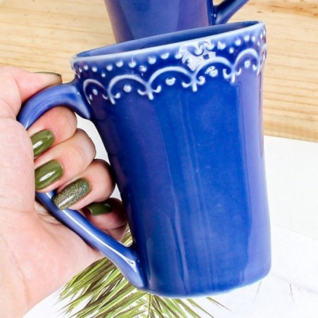Caneca Xícara De Porcelana Princesa Azul 250Ml