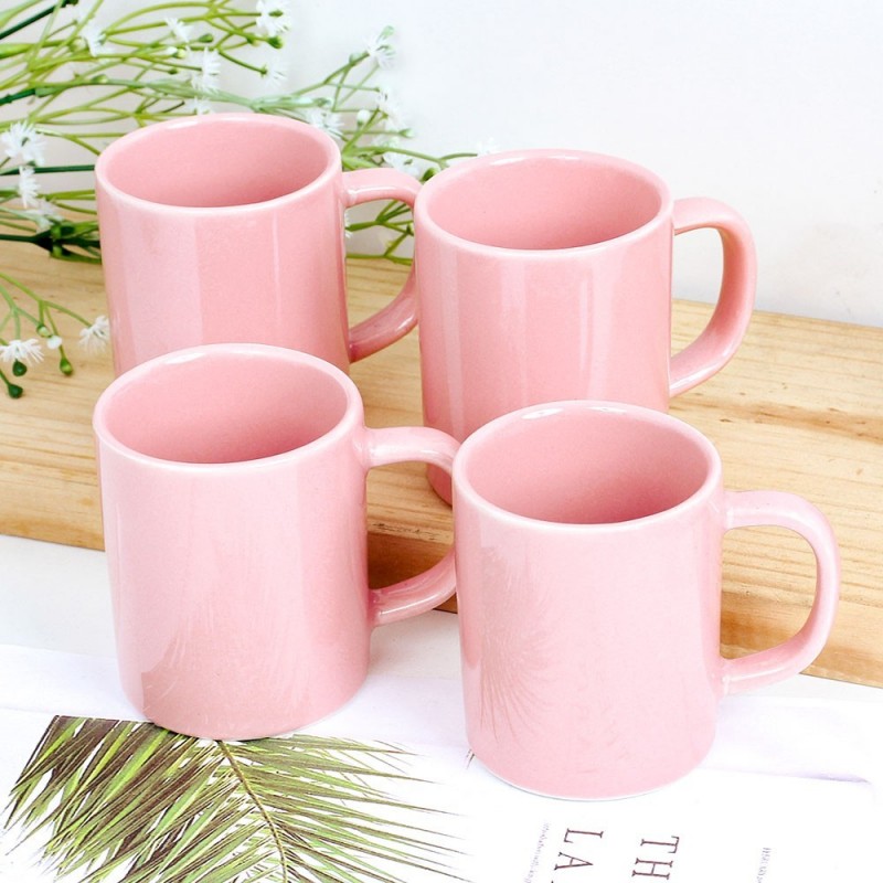 Caneca De Porcelana Rosa 4 Peças 100 ML