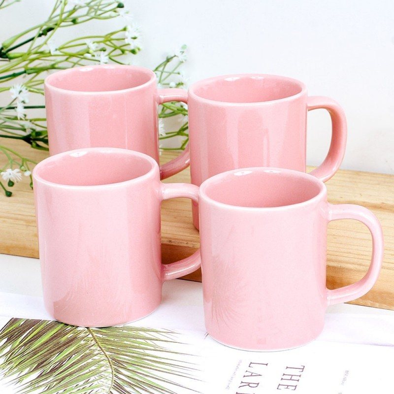 Caneca De Porcelana Rosa 4 Peças 100 ML