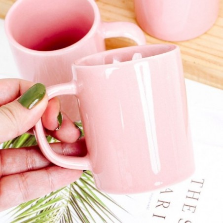 Caneca De Porcelana Rosa 4 Peças 100 ML