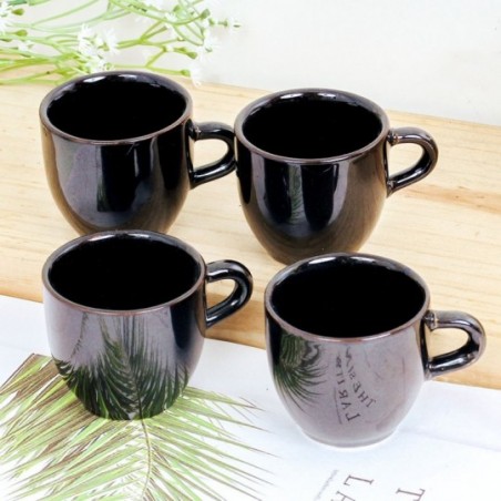 Xícara De Café Canequinha Preta 4 Peças Porcelana 50ML