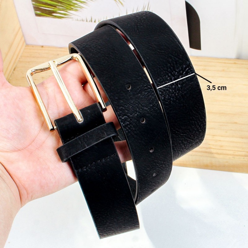 Cinto Feminino Básico Com Fivela Quadrada Dourada