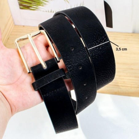 Cinto Feminino Básico Com Fivela Quadrada Dourada