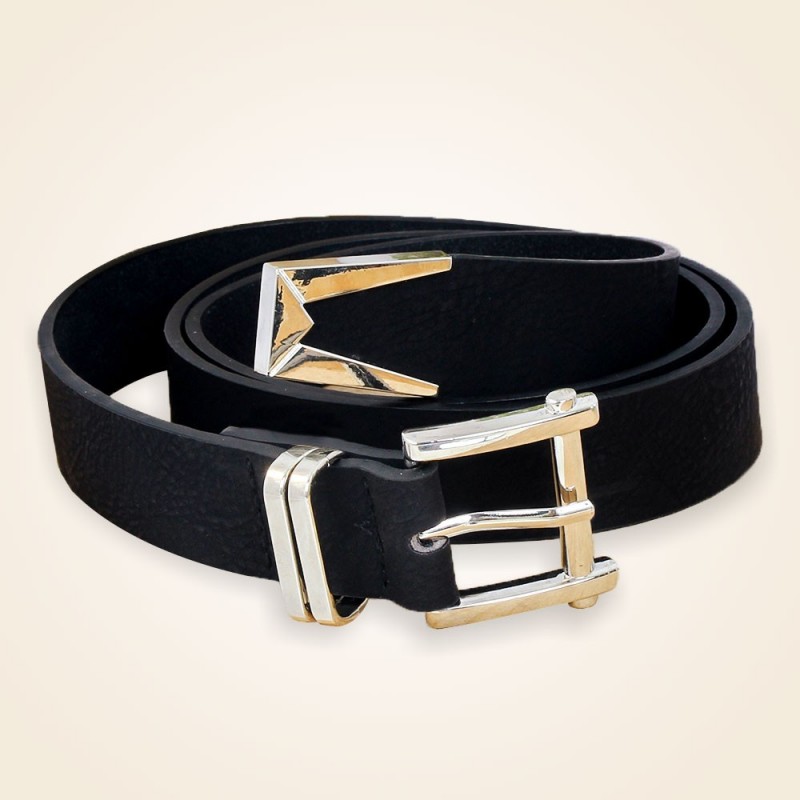 Cinto Feminino Básico Preto Com Fivela Prata Quadrada