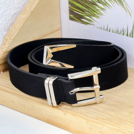 Cinto Feminino Básico Preto Com Fivela Prata Quadrada