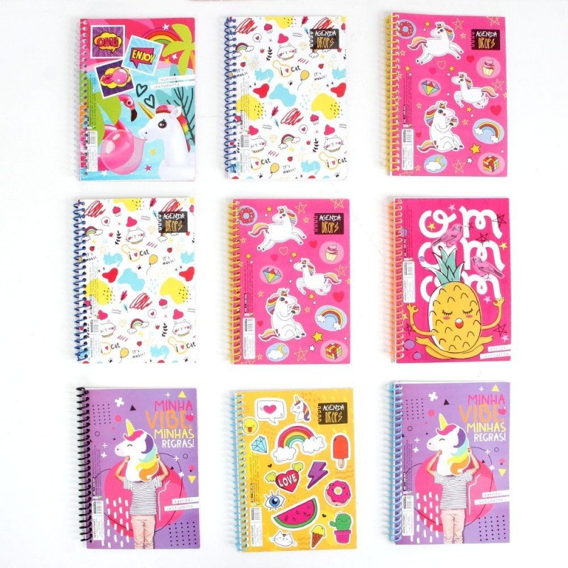 Kit 9 Agendas Caderno De Anotação Estampada 20 Folhas