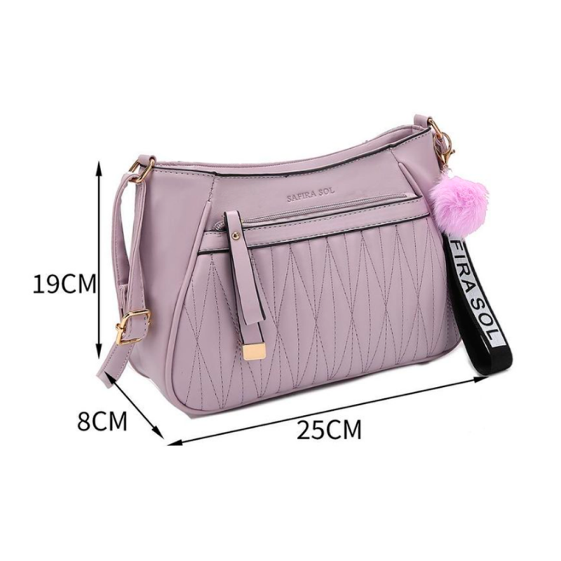 Bolsa Ombro E Transversal Com Pompom E Bolso Externo