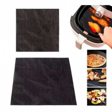 Forro Esteira Para Air Fryer Quadrado Fibra de Vidro 21,5 Cm Tapete