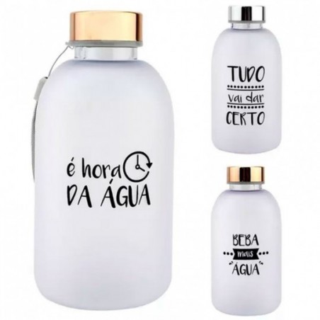 Garrafa Squeese De Plástico 600 ML Emborrachada Com Frases