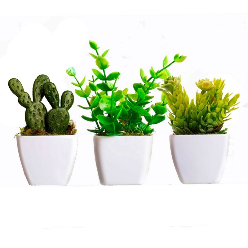 Planta Com Vaso Artificial Decorativo 10 Cm De Plástico Variado