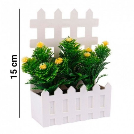 Planta Com Vaso Cerca Decorativo De Plástico Artificial Com Flor