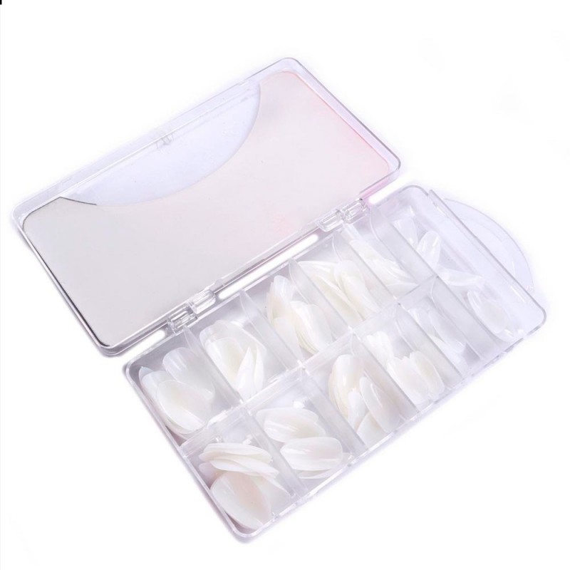 Kit 100 Unhas Postiças Stiletto No Estojo Cor Branco