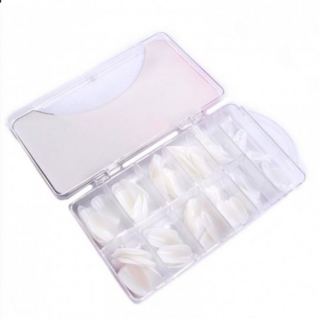 Kit 100 Unhas Postiças Stiletto No Estojo Cor Branco