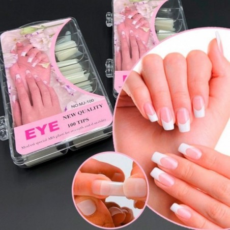 Unhas Postiça Tips de Unha Curvatura C 100 Peças Branco