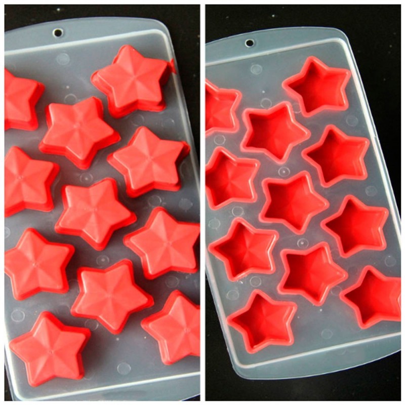 Forma De Silicone Gelo Estrela Plástico Colorido 21 x 11 Cm