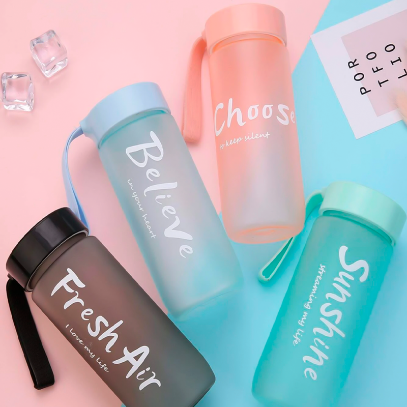 Garrafa Squeeze De Água Com Frases Esportiva 600 Ml