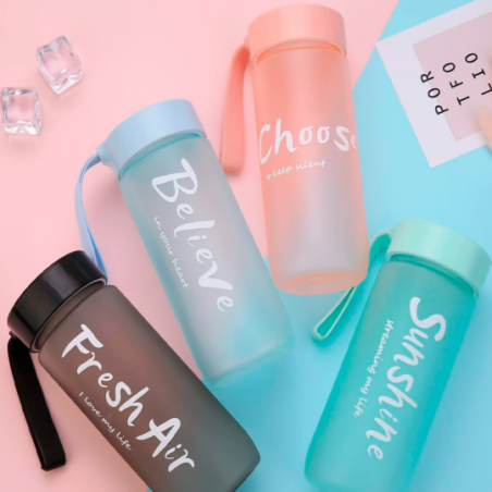 Garrafa Squeeze De Água Com Frases Esportiva 600 Ml