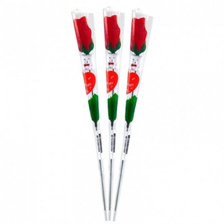 Kit 3 Rosas Flor Artificial Plástico Com Ursinho Vermelha