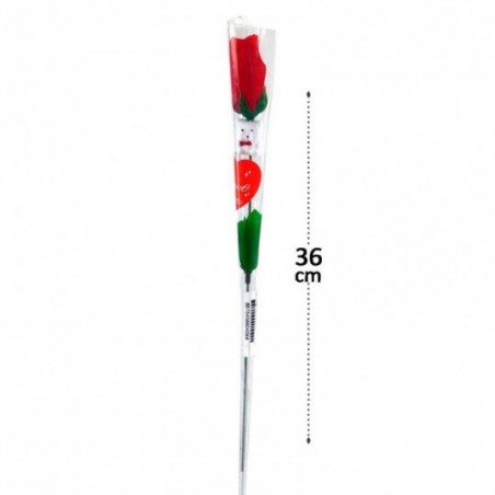 Kit 3 Rosas Flor Artificial Plástico Com Ursinho Vermelha