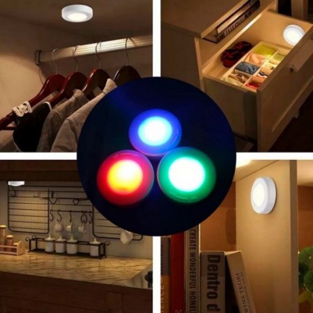 3 Spots Luminárias Lâmpadas Redondas Sem Fio Led Coloridas
