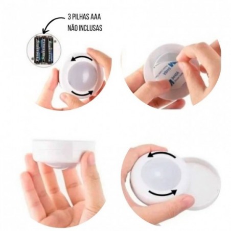3 Spots Luminárias Lâmpadas Redondas Sem Fio Led Coloridas