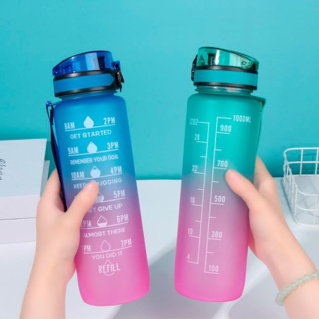 Garrafa Squeeze 1L Com Medidor E Frases Fitness Academia