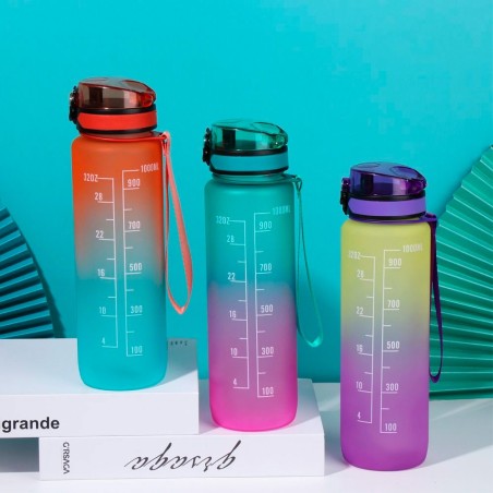 Garrafa Squeeze 1L Com Medidor E Frases Fitness Academia