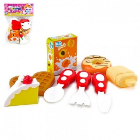 Kit Comidinha Infantil 8 Peças De Plástico Café Da Manhã Brinquedo
