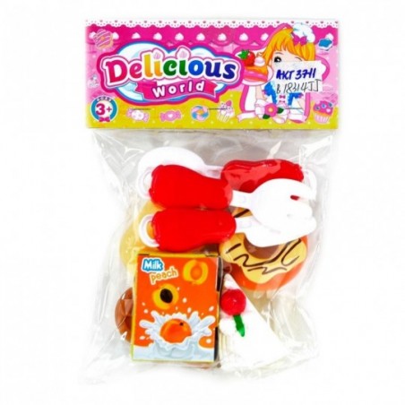 Kit Comidinha Infantil 8 Peças De Plástico Café Da Manhã Brinquedo