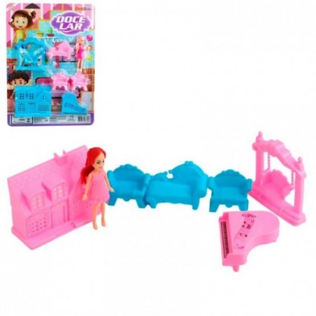 Casinha De Boneca Mini Com 7 Peças Doce Lar Infantil Brinquedo
