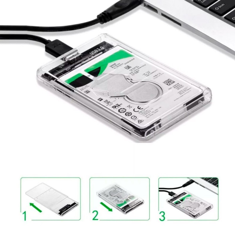 Case Para HD Externo Slim Ssd Adaptador Usb 3.0 Transparente