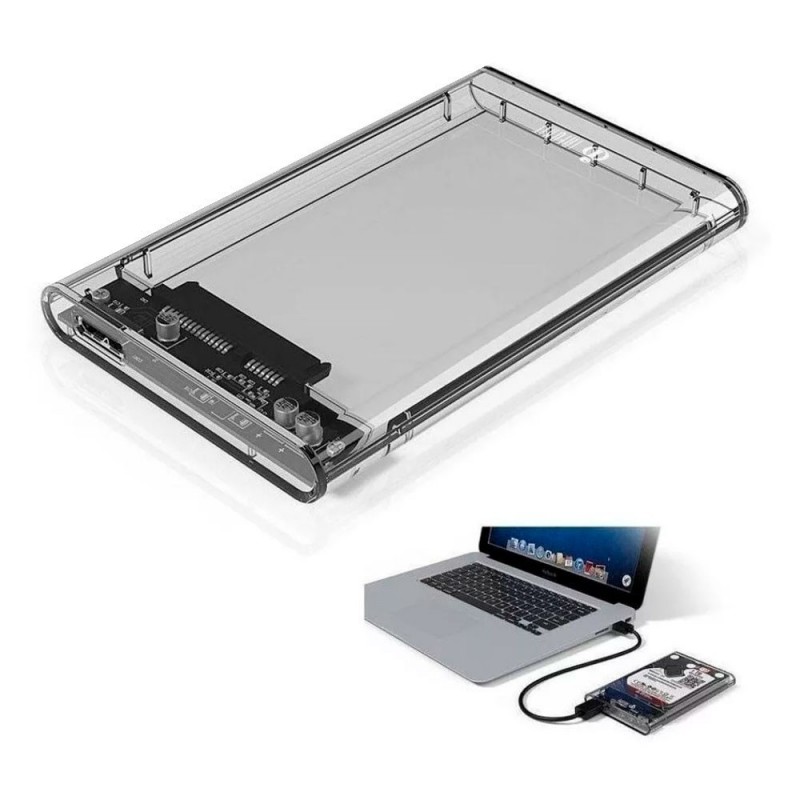 Case Para HD Externo Slim Ssd Adaptador Usb 3.0 Transparente