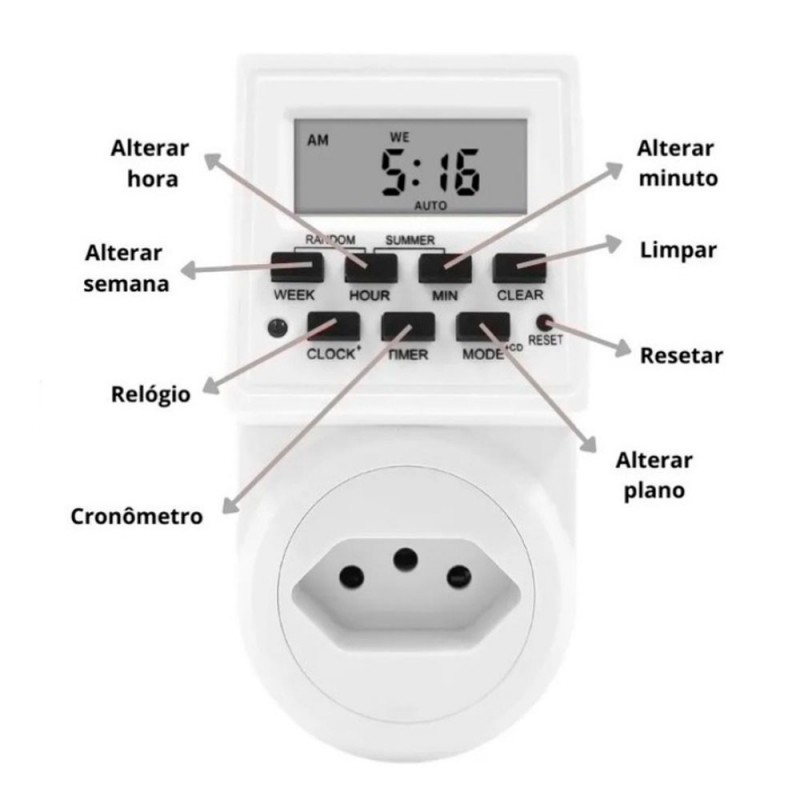 Tomada Timer Temporizador 20 Eventos Digital Tensão Bivolt