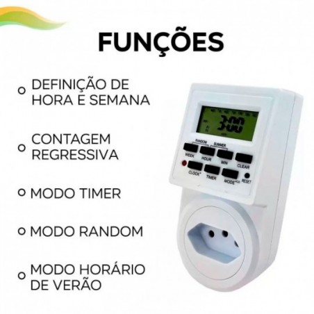 Tomada Timer Temporizador 20 Eventos Digital Tensão Bivolt
