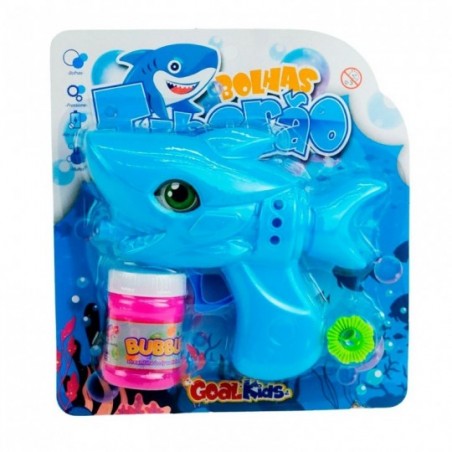 Lança Bolhas De Sabão Pistola Tubarão Manual 16 Cm Infantil
