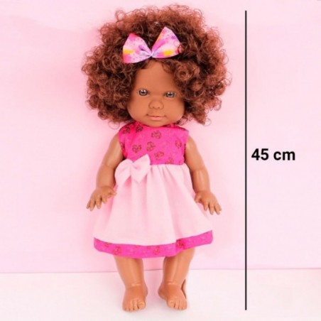 Boneca Grande 45 Cm Infantil Bibely Doll Negra Meiga E Delicada