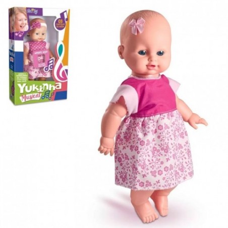 Boneca Bebê Yukinha 32 Cm Musical 3 Cantigas Nova Toys Infantil