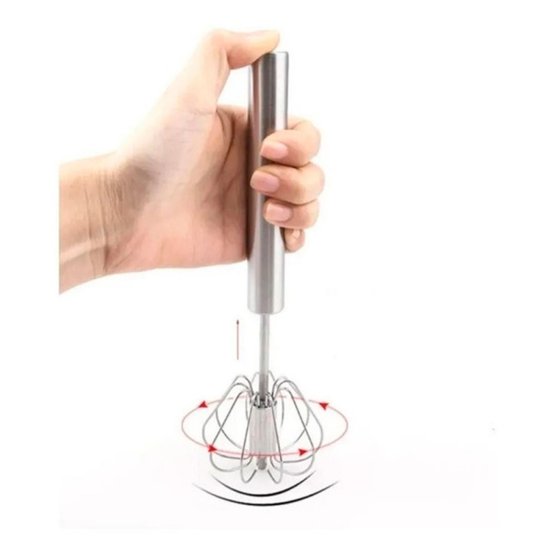 Misturador Batedor De Claras Manual Inox Giratório 28 Cm