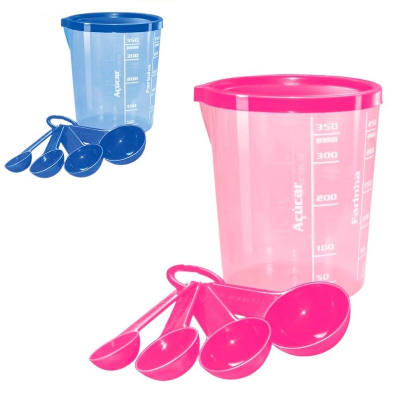 Kit Copo De Medida + Colheres Medidoras De Plástico 400 ML